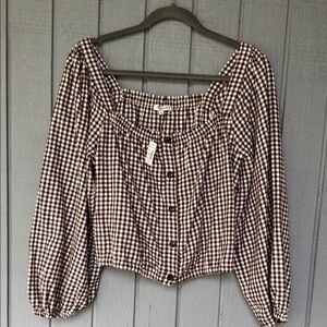 Madewell Black and White Gingham Blouse
